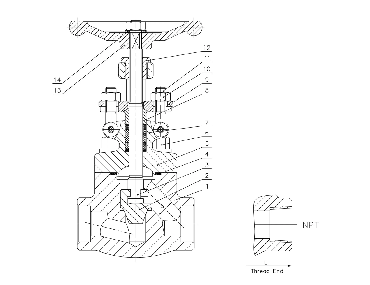 Кованый титановый запорный вентиль по стандарту API 602 B381 Gr.F-2-2