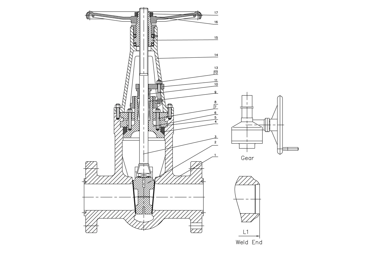 Титановая клиновая задвижка с силовым уплотнением API B367 Gr.C-2-2