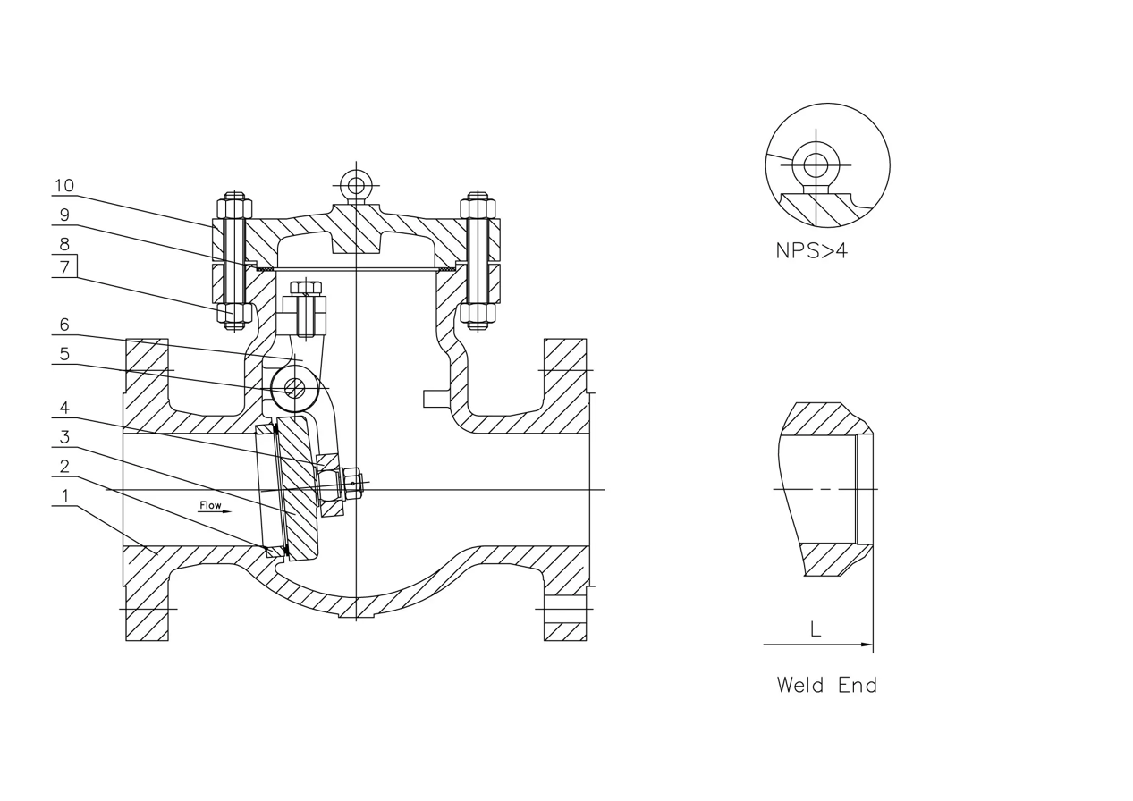 Титановый поворотный обратный клапан фланцевый по стандарту API B367 Gr.C-2-2